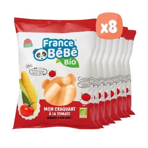 FRANCE BéBé BIO - Biscuit soufflé à la tomate BIO - Vegan - Lot 8 sachets de 20g