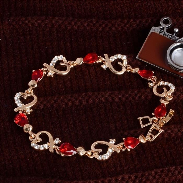 Bracelet - Passion Rouge - Coeur - Doré/Rouge