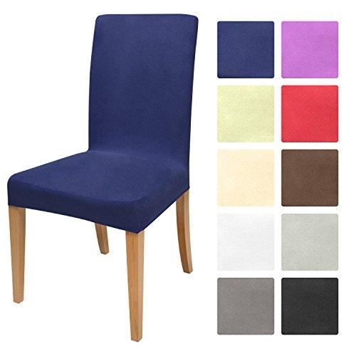 Beautissu Housse Mia pour chaise 45x45cm Bleu - Strech Elegante, moderne et coloré - Bi-Elastique - OEKO-TEX
