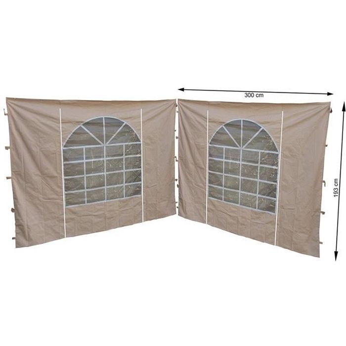 Quick-Star Lot de 2 Panneaux latéraux en PVC pour tonnelle Sahara Sable 3 x 3 m 300 x 195 cm