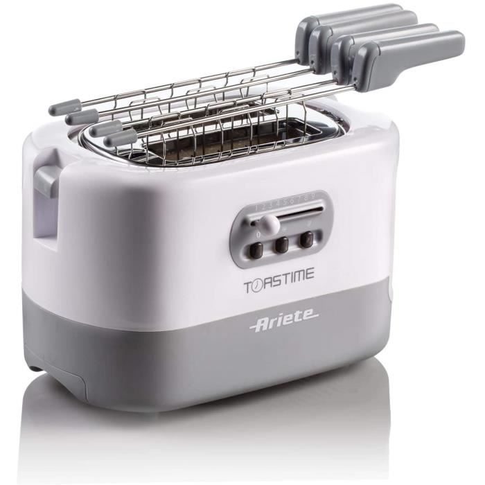 Ariete 159 Grille-pain 2 tranches avec pinces, tiroir ramasse-miettes Blanc