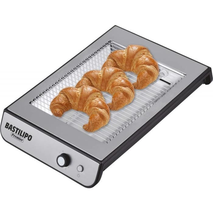 Bastilipo tpi-680 tpi-680-tostador plat, 680 W, 6 Niveaux de puissance, 2 résistances, Acier anti-traces, Noir et aluminium - 6893