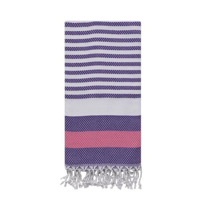 COTTON ROYAL fouta nid d'abeille violet MARINA