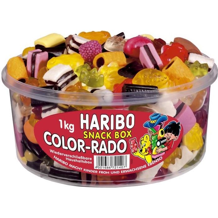 Haribo Color-Rado, gommes de fruits réglisse 1 KG