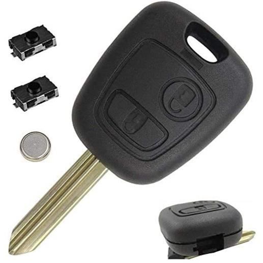 Coque de Clé sans Vis pour Citroen Xsara Picasso Berlingo Saxo + 2 Boutons Switchs + Pile