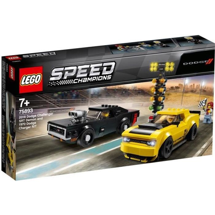 LEGO® Speed Champions 75893 - Dodge Challenger Srt demon 2018 et Dodge Charger R/T 1970 - Jeu de construction