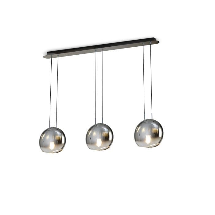 Suspension 3 lampes en ligne Lens - Mantra Gris