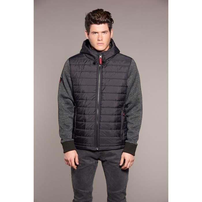 Blouson bi-matière à capuche