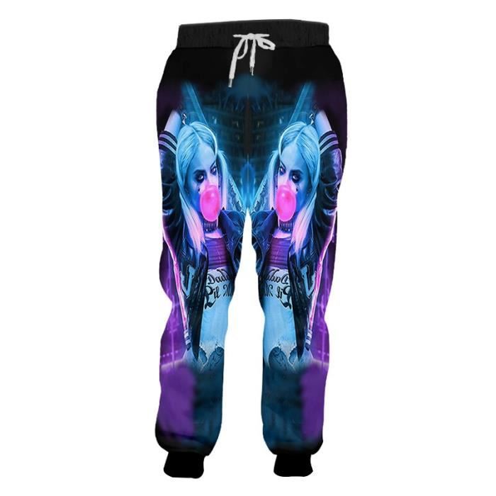 automne homme pantalons de survêtement nouveau élastique taille pantalon 3D imprimé Clown et dinosaure Hip Hop grande - Type Gris