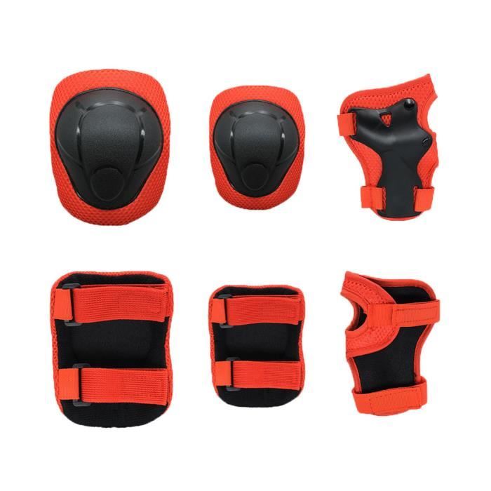 Équipement de protection pour vélo pour enfants, support de poignet + support de coude + support de genou rouge S