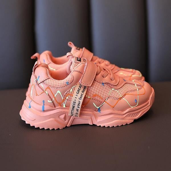 Chaussures enfants lumineuses,Enfants chaussures colorées filles baskets gar?ons chaussure lumineuse enfants Pu maille course forma