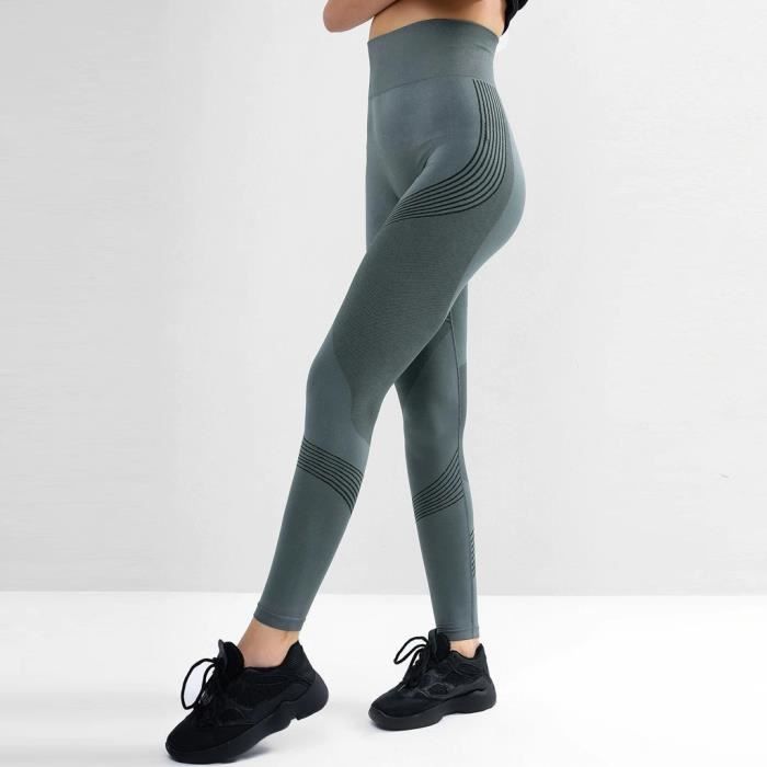 Legging Taille Haute Imprimé Pour Femme Fitness Sports Running Yoga Pantalon De Sport Gris