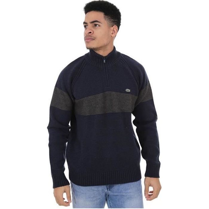 LACOSTE PULL HOMME BLEU MARINE - GRIS - Grande Taille