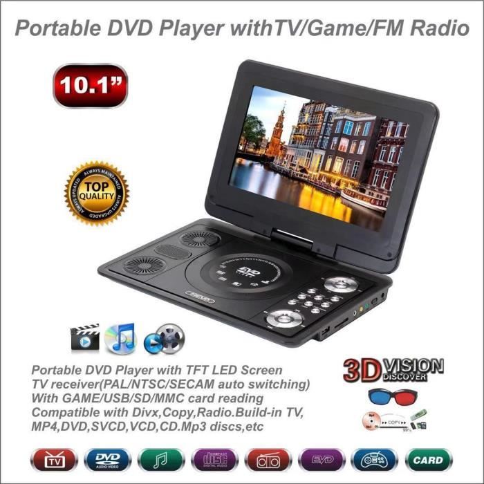 Lecteur DVD CD voiture 13.9 pouces écran pivotant Portable extérieur LCD HD lecteur DVD USB Home TV jeux lecteurs TV réception 3D le