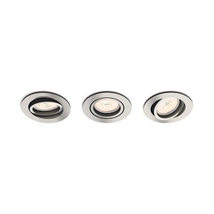 Philips myLiving Spot à encastrer 5039317PN, Recessed lighting spot, GU10, 3 ampoule(s), LED, 220-240, Métallique