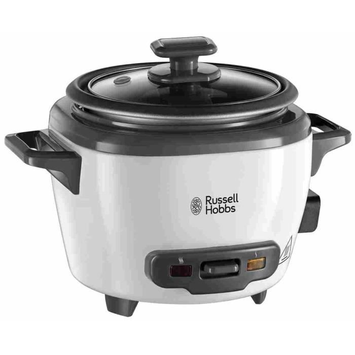 Russell Hobbs 27020-56 - Cuiseur Riz - 600g - 200W - Panier Vapeur - Maintien au Chaud - Bol Antiadhésif Amovible - Noir et blanc