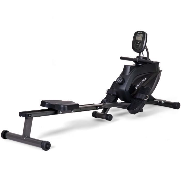 Rameur Pliable - SportPlus -SP-MR-008-BB, Système de freinage magnétique , 8 niveaux de résistance, Silencieux Noir