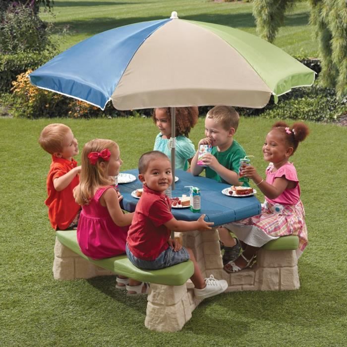 Step2 Table de pique-nique avec parasol Aqua 843800