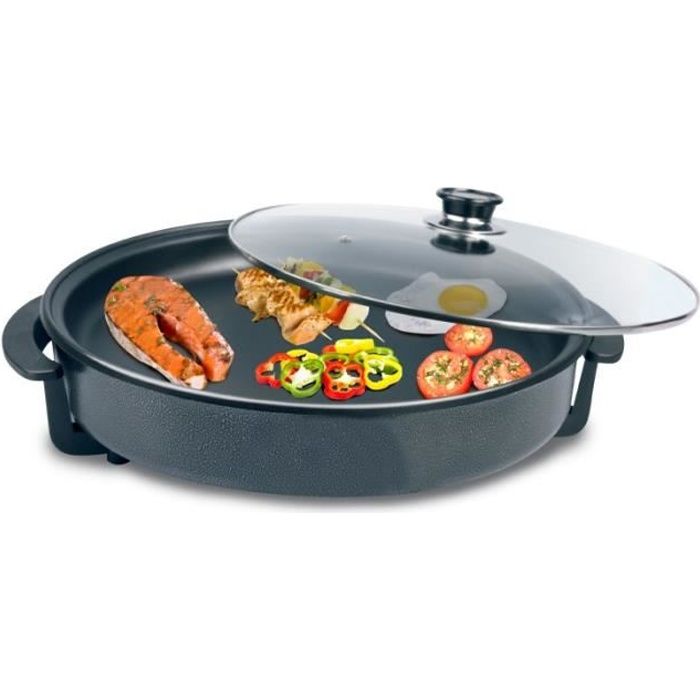 Cuiseur Electrique Multifonctions anti-adhérent 38 cm avec poignée isolante 1500W noir