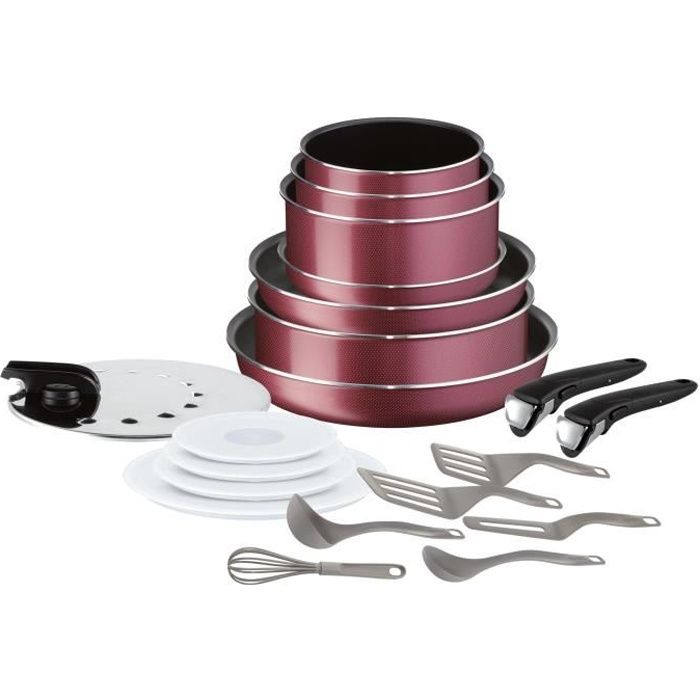 Ingenio Essential Set De 20 Pièces Tramé Rouge Tous Feux Sauf Induction