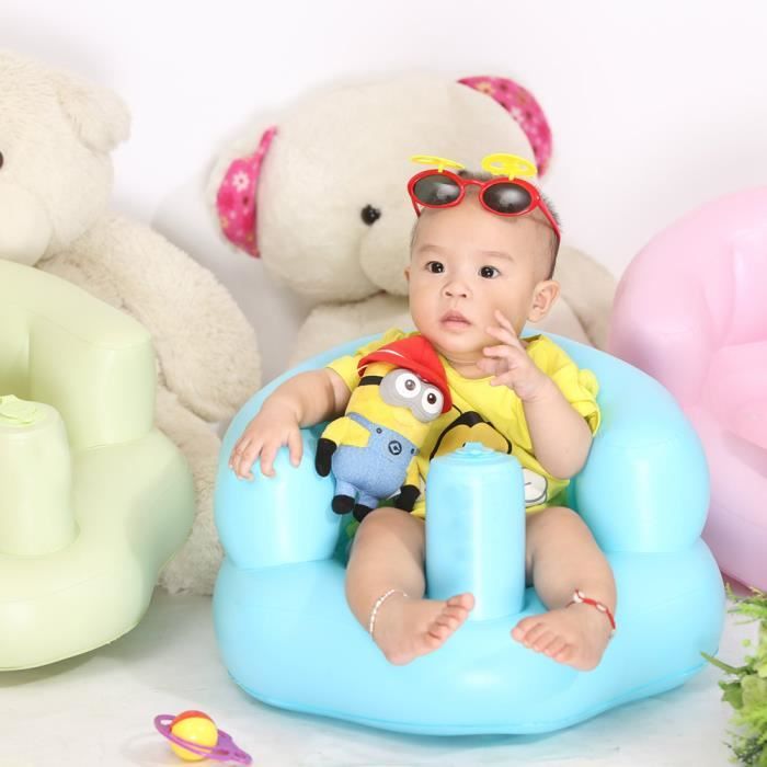 Bébé siège d'entraînement Canapé gonflable Sofa Pliable Bleu pour Sol de maison lit baignade piscine plage extérieur voyage