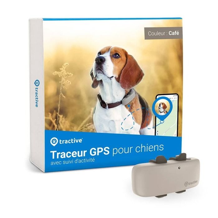 Tractive GPS DOG 4 - collier GPS pour chien avec suivi d'activité - Café