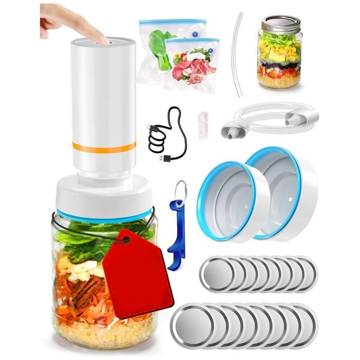 Pack De 16 Couvercles Pour Bocaux Mason – 8 Large Bouche + 8 Bouche Régulière – En Plastique Multicolore