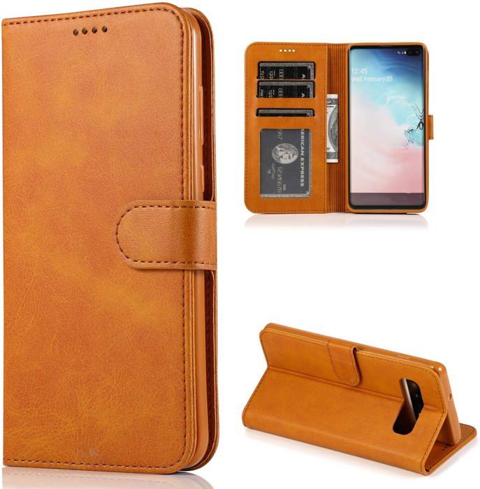 Coque Cuir PU Effet Daim Wiko View 4 - Étui Rabat Magnétique Avec Portefeuille Jaune
