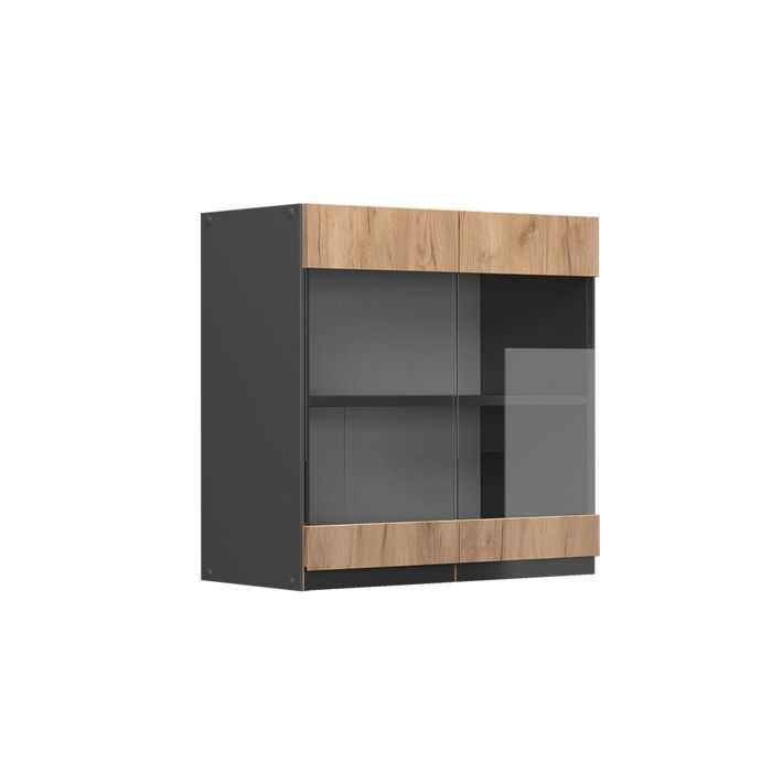 Armoire en verre R-Line 60cm J-Shape Chêne de force doré/Anthracite Vicco 39778