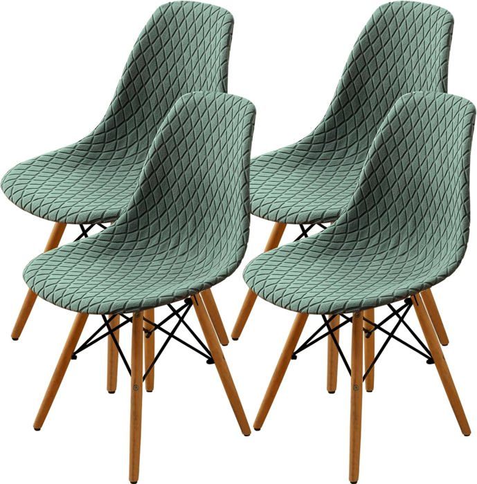 Housse de chaise - HOUSE OF HARLOW 1960 - Scandinave - Extensible - Jacquard diamant - Vert clair - Lot de 4
