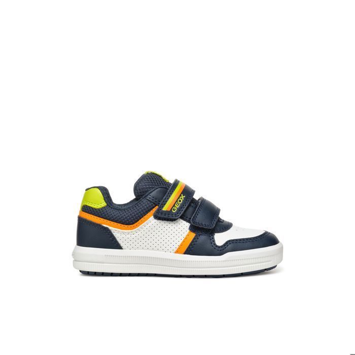 Geox Geox Arzach A garçon - Baskets basses respirantes bleu marine/vert fluo double scratch