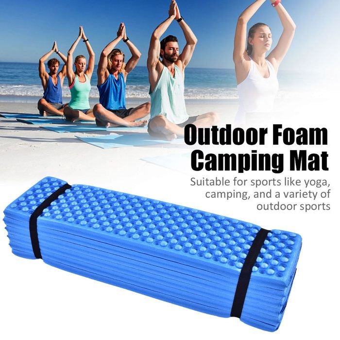 Tapis de camping en mousse dextérieur tente de plage pliable matelas de couchage imperméable (bleu)
