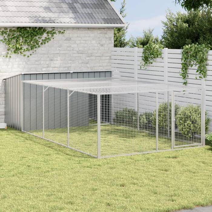 VIDAXL Niche pour chien avec cour Acier galvanisé
