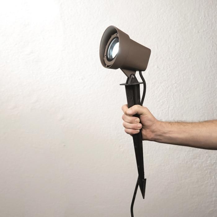 Lampe spot dextérieur sur piquet GURU en aluminium marron 12x53 cm