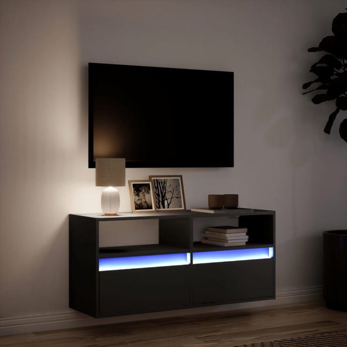 Meuble TV mural Armoire TV suspendue VIDAXL avec lumières LED noir 100x31x45 cm @2056