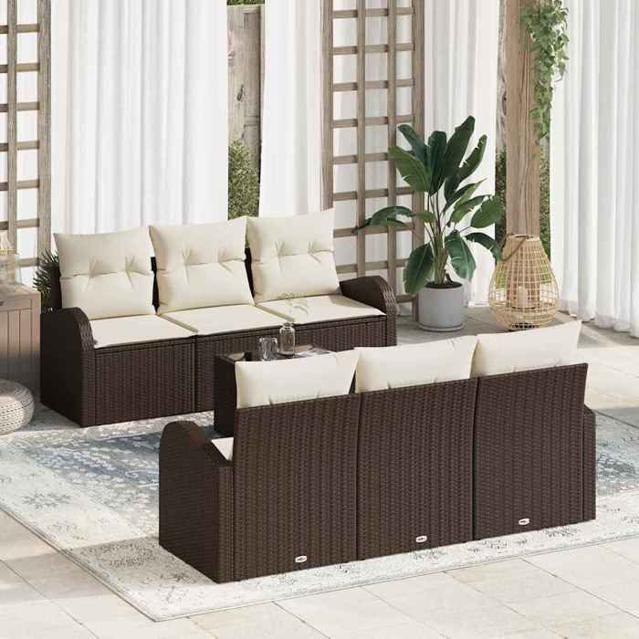vidaXL Ensemble de canapé de jardin Marron 55 x 55 x 37 cm polyrotin 3345928