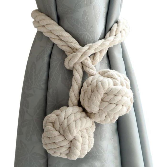 Embrasses De Rideaux Boho - Motif Branche Et Fleurs - Corde De 45 Cm - Sans Perçage - Pour Salon Et Chambre - 9