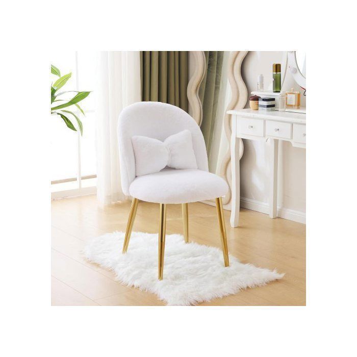 ALIGHTUP Chaise Coiffeuse Chaise de Repas en Velours Pour Cuisine Salle à Manger Siège Rembourré coussin à ruban Blanc ALIGHTUP Chaise Coiffeuse Chaise de Repas en Velours Pour Cuisine Salle à Manger Siège Rembourré coussin à ruban Blanc