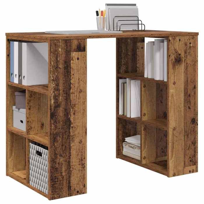 Kenneth@ Bureau - 1 PERSONNE - Table dordinateur - Bois Ancien 90x50x75 cm - Bois dingénierie LL1074
