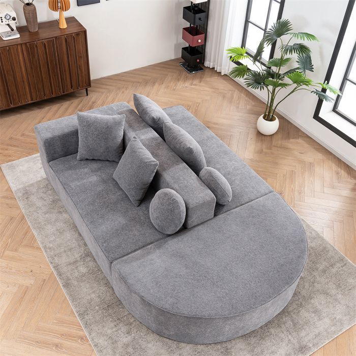 Dripex Canapé modulable 5/6 places avec oreillers en Chenille GrisCanapé combiné nuage pour salonbureausalle de réception