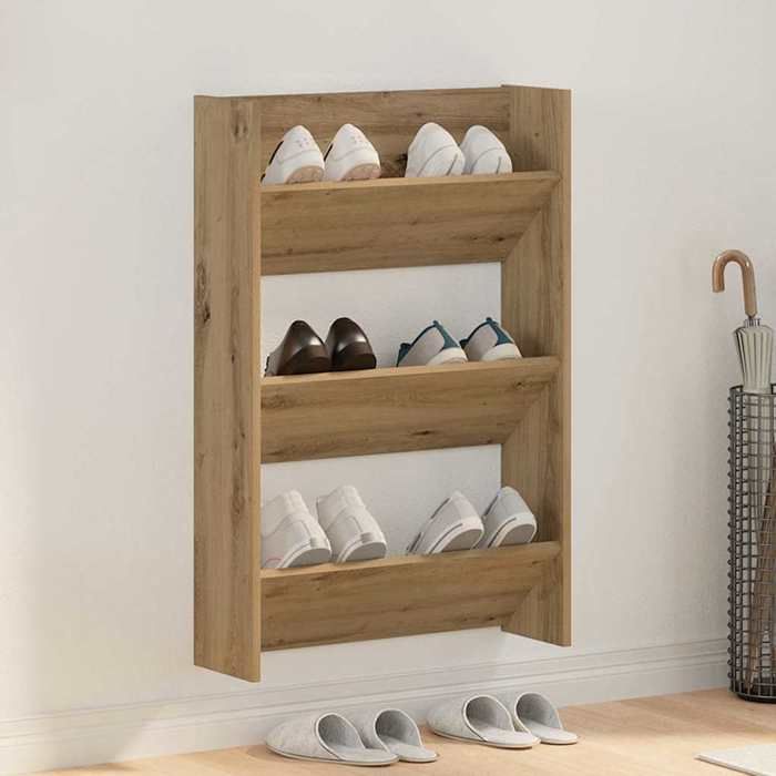 vidaXL Cabinets à chaussures muraux chêne artisanal Bois dingénierie 875148