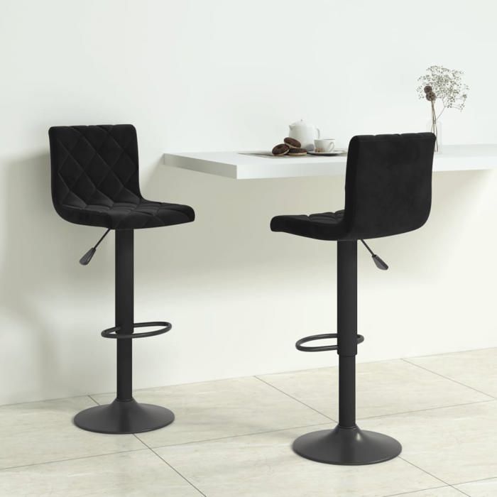 SOLDES dAutomneLot de 2 Tabourets de bar - Tabourets Hauts pour Bar-Cuisine - Noir Velours - 40x43x111cm 328