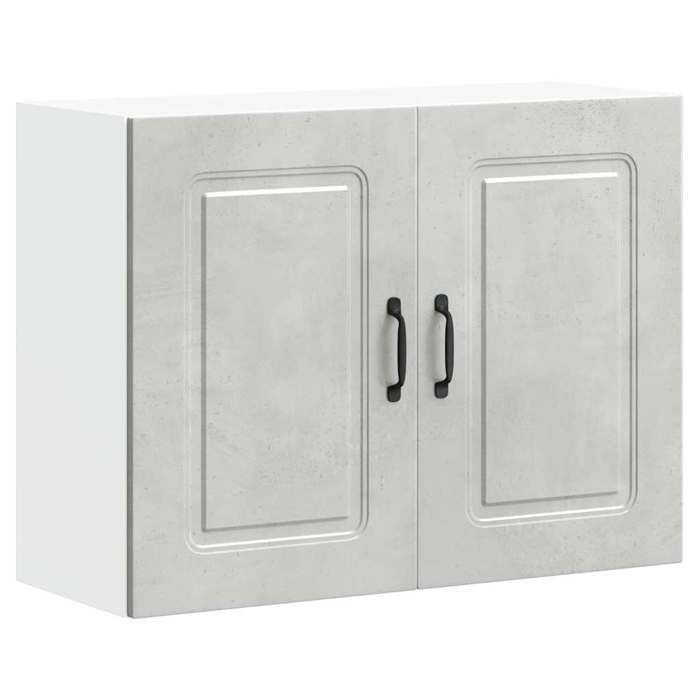 Gris Vitrine murale de cuisine - Meuble pour cuisine - Étagère de cuisine Kalmar gris béton bois dingénierie[372003]