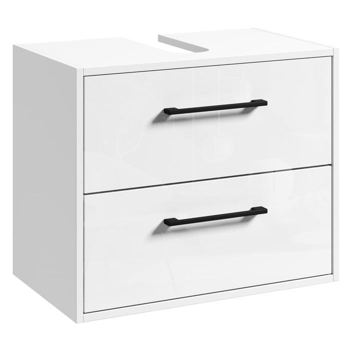 Meuble sous lavabo Florence 60 x 35 x 47 cm - Blanc brillant - Meuble de salle de bain Meuble sous lavabo Florence 60 x 35 x 47 cm - Blanc brillant - Meuble de salle de bain