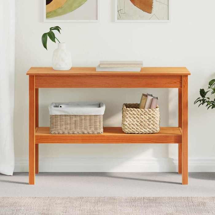 Table console - vidaXL - Bois massif en pin - Marron cire - 110 x 40 x 75 cm