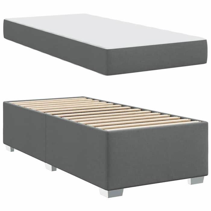 BURKE* Lit simple 90x200cm moderne Structure de lit Gris foncé tissu- LL1049
