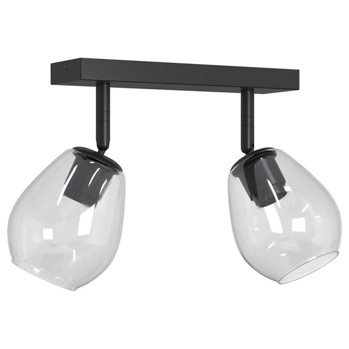 Spot de plafond réglable - vidaXL - 33x13x26 cm - Verre et métal - Noir - Moderne - Rotatif - Base E27 - Usage intérieur