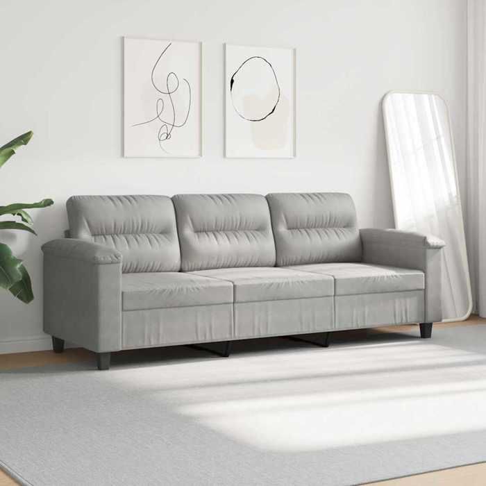 Gris SOFA - PHSH - Canapé avec 3 places - contemporain - Gris clair 180 cm tissu - microfibre C1849