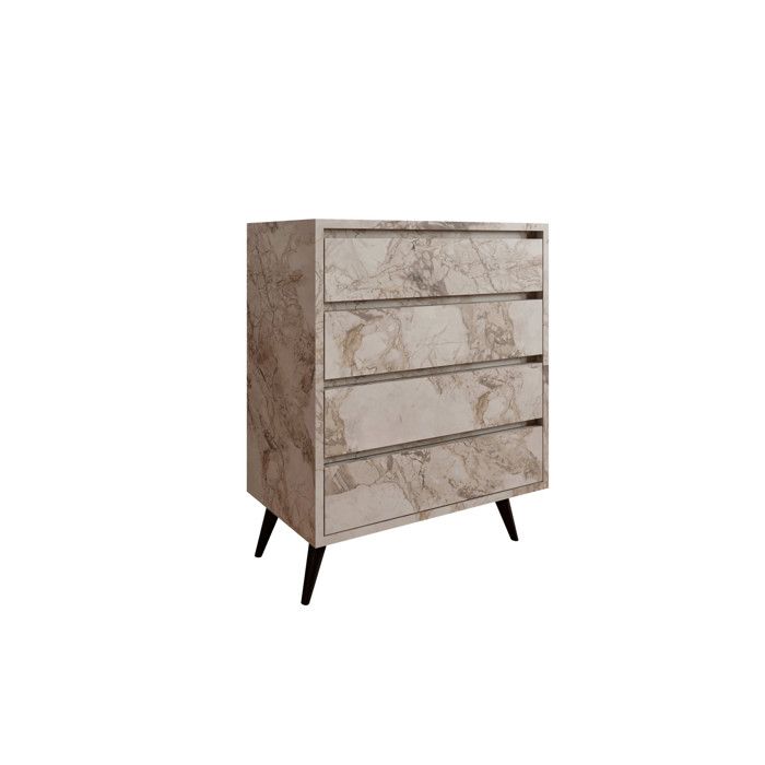 Commode en bois Suvera - 70 x 40 x 86 cm - Beige marbré Commode en bois Suvera - 70 x 40 x 86 cm - Beige marbré