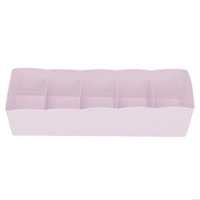 Organisateur de Tiroir en Plastique Panier de Sous-Vêtements Chaussettes avec 5 Grilles(Rose)